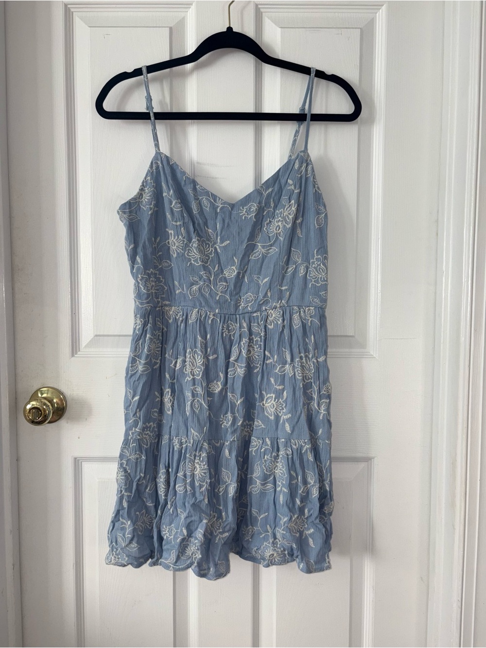 Altar’d State Light Blue Floral Embroidered Spaghetti Strap Dress
